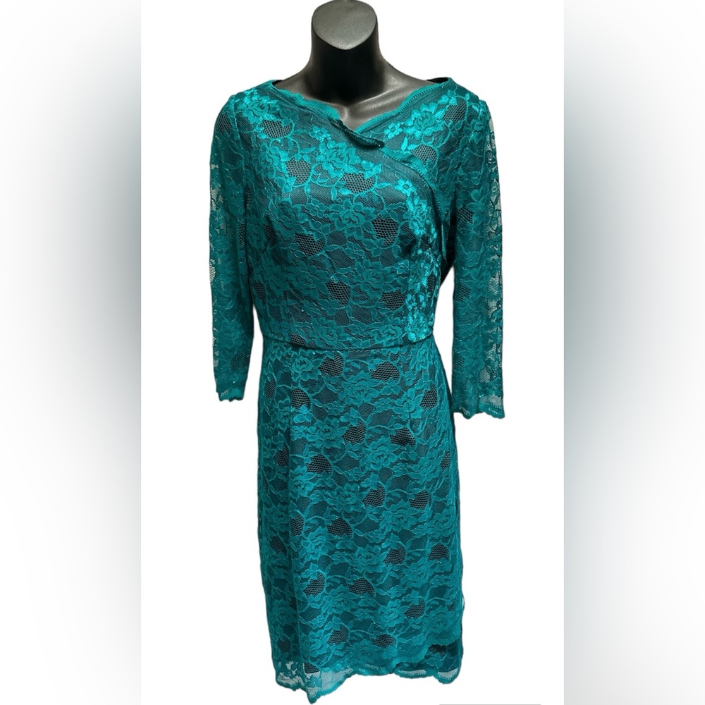 MUSE full lace teal midi dress size 8